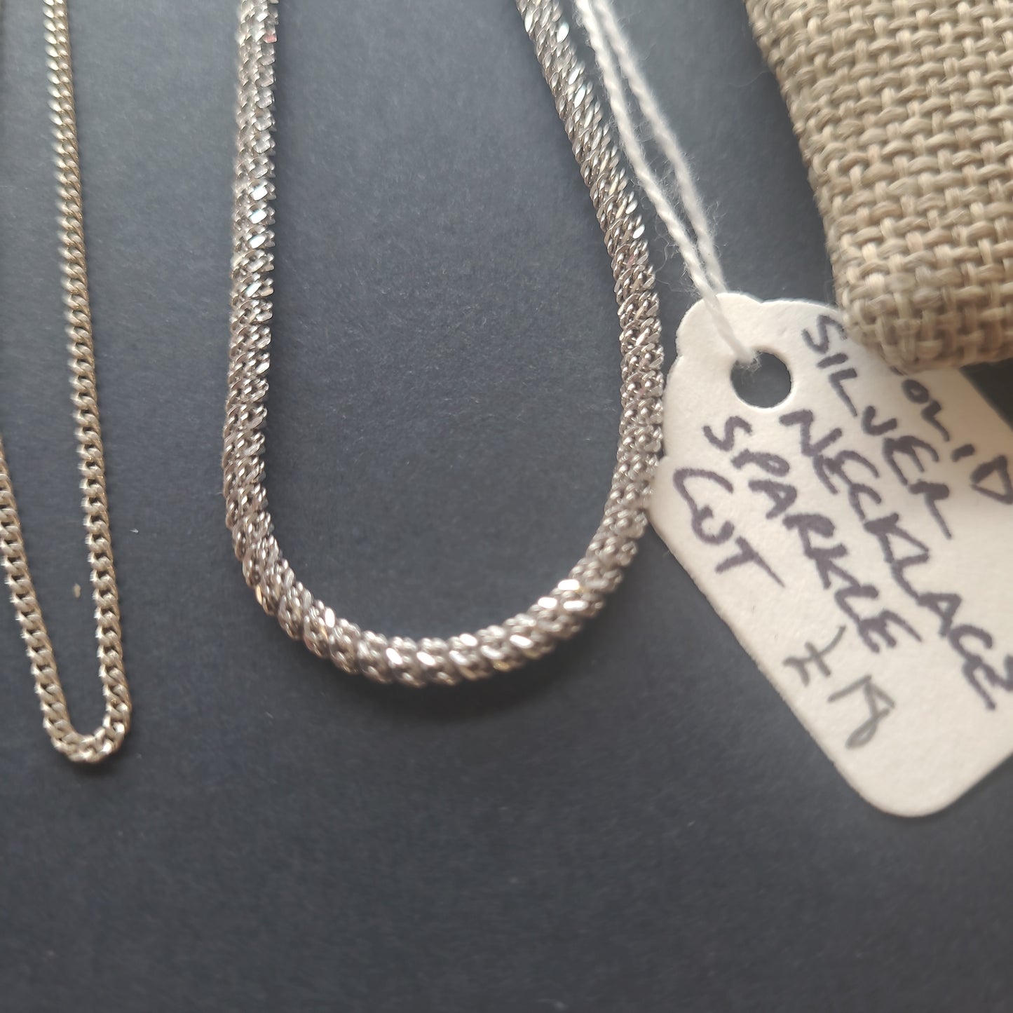 Solid silver necklace sparkle cut gift