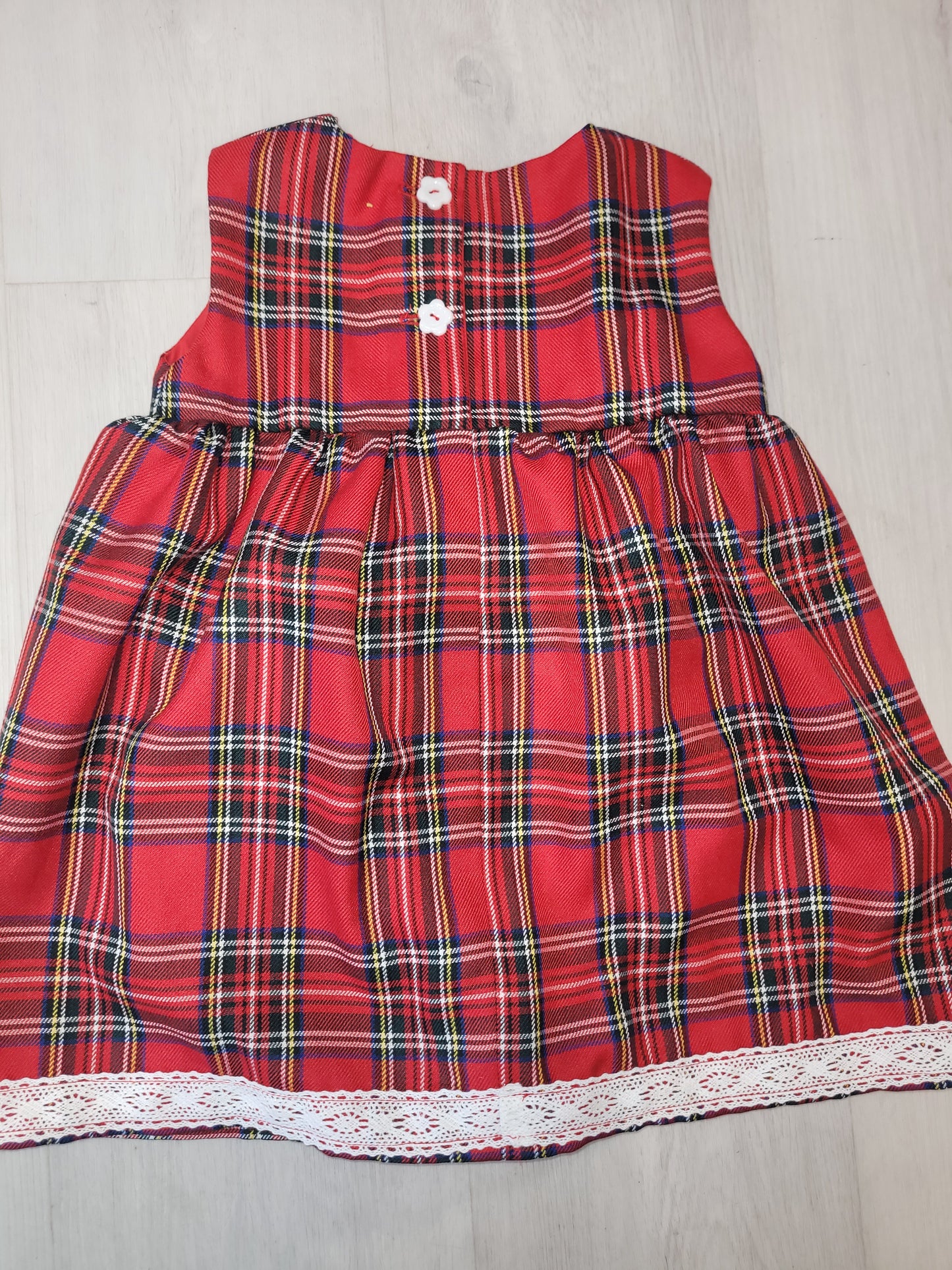 Girls bespoke red tartan dress Handmade.By.MeggyFifee