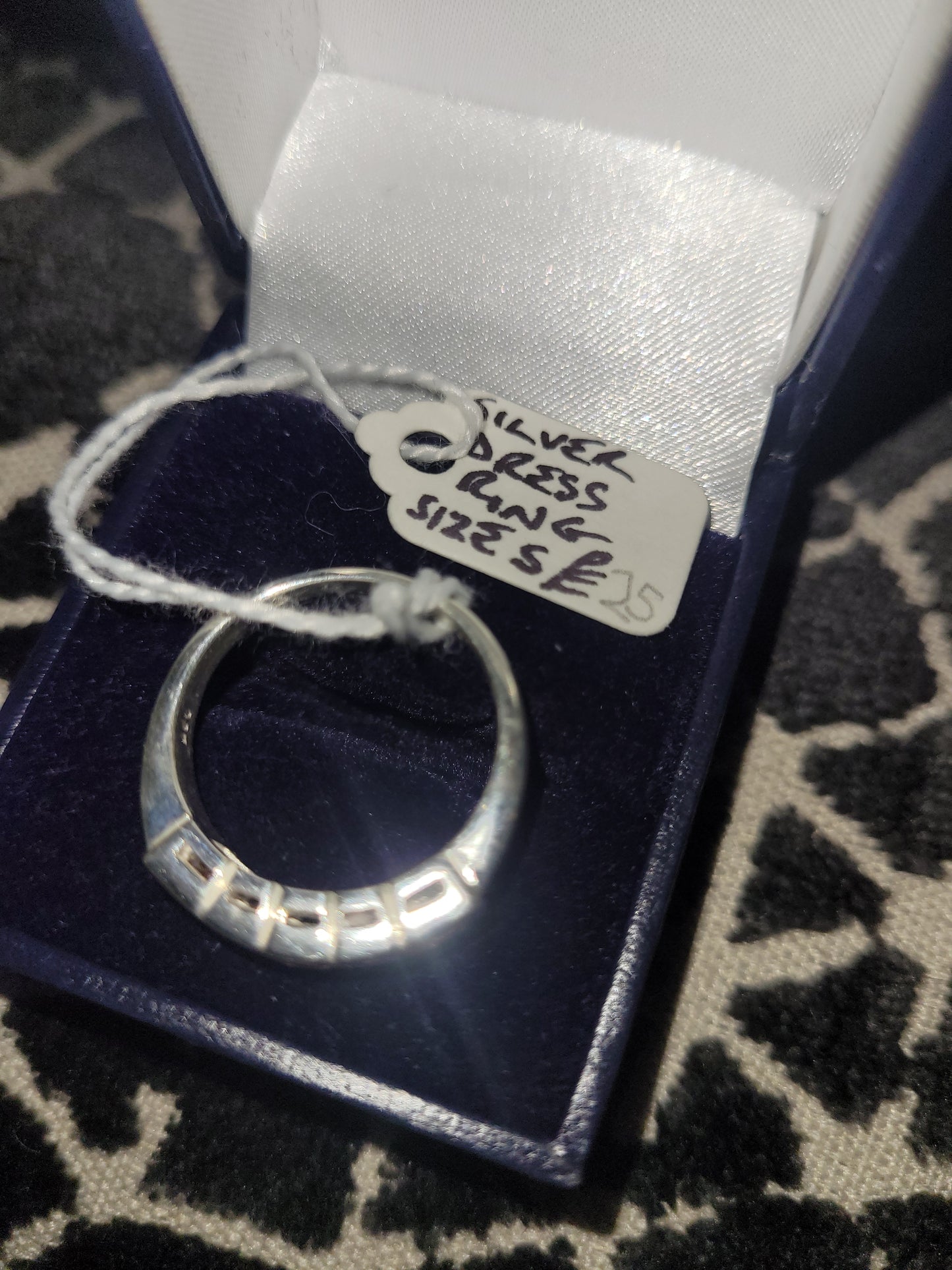 Silver dress ring size s pink