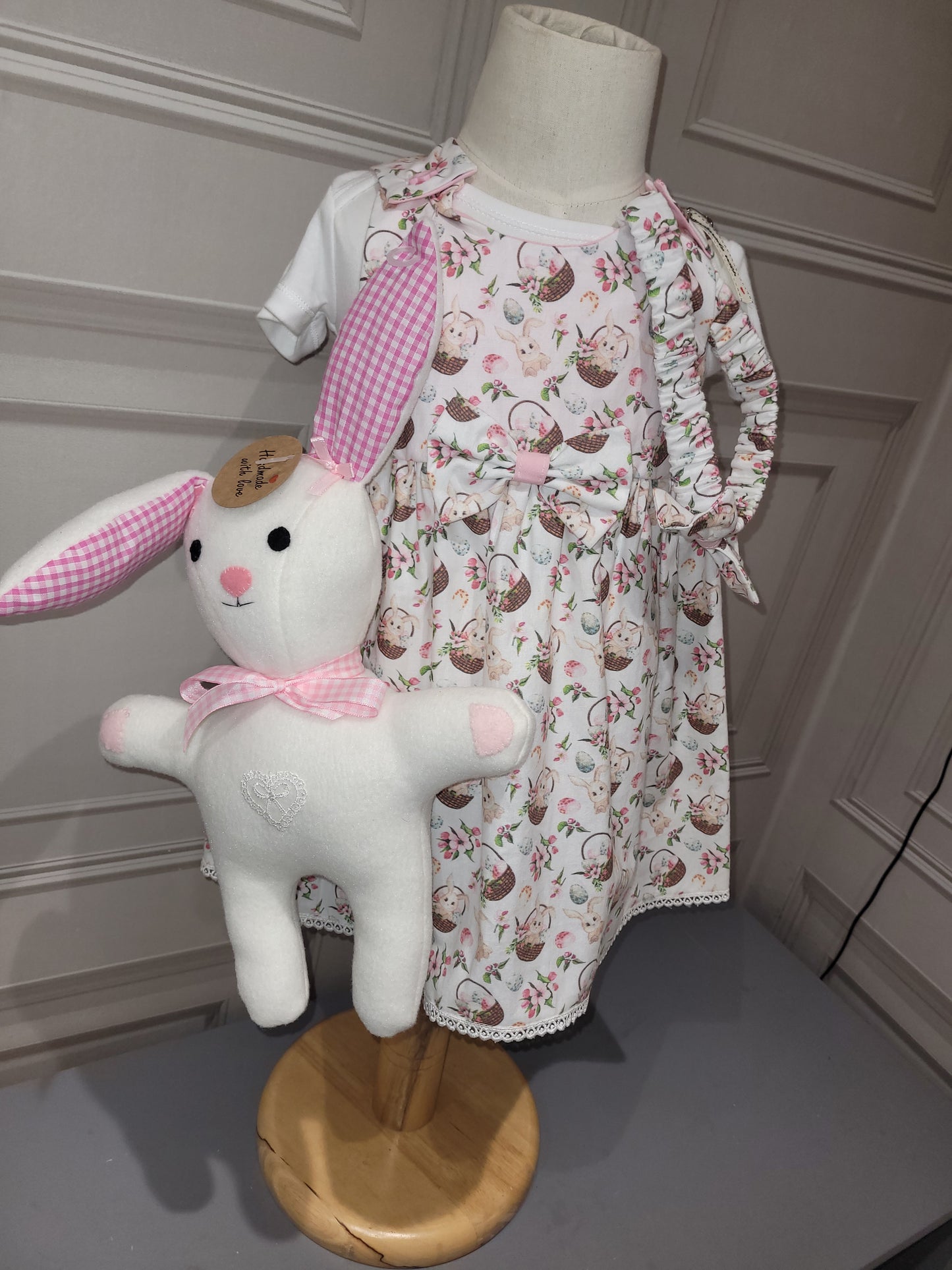 Baby girls Easter bunny dress with matching headband 12-18months handmade.by.meggyfifee