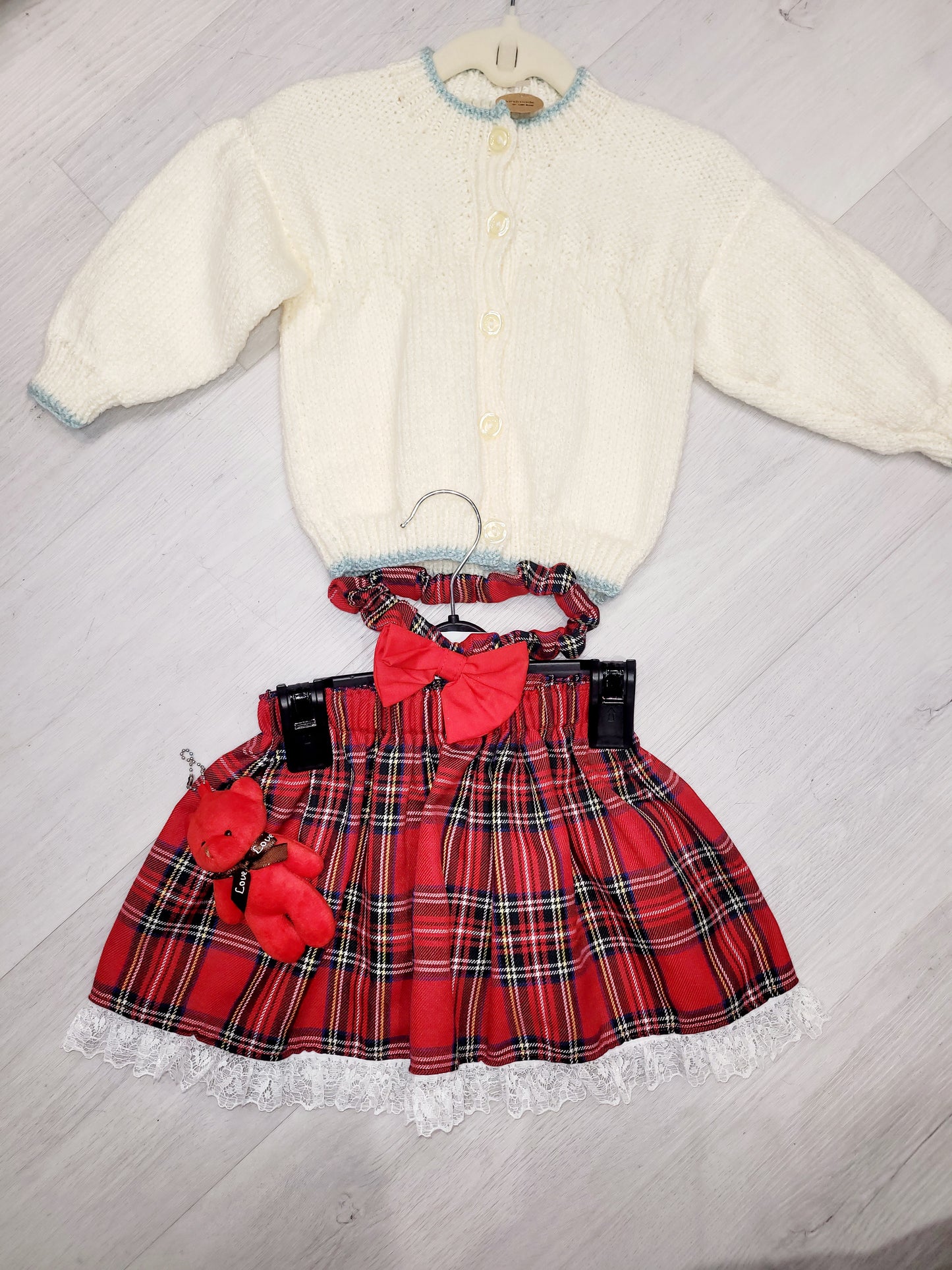 Bespoke girls red tartan skirt handmade.by.meggyfifee