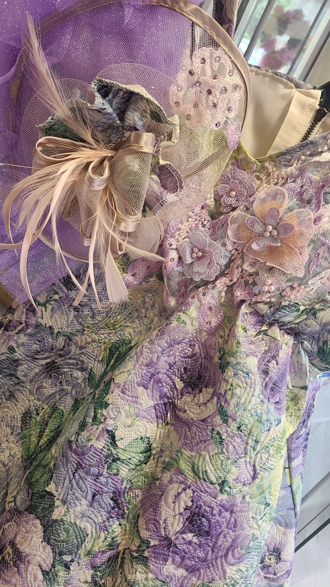 Bespoke occassion dress and fascinator