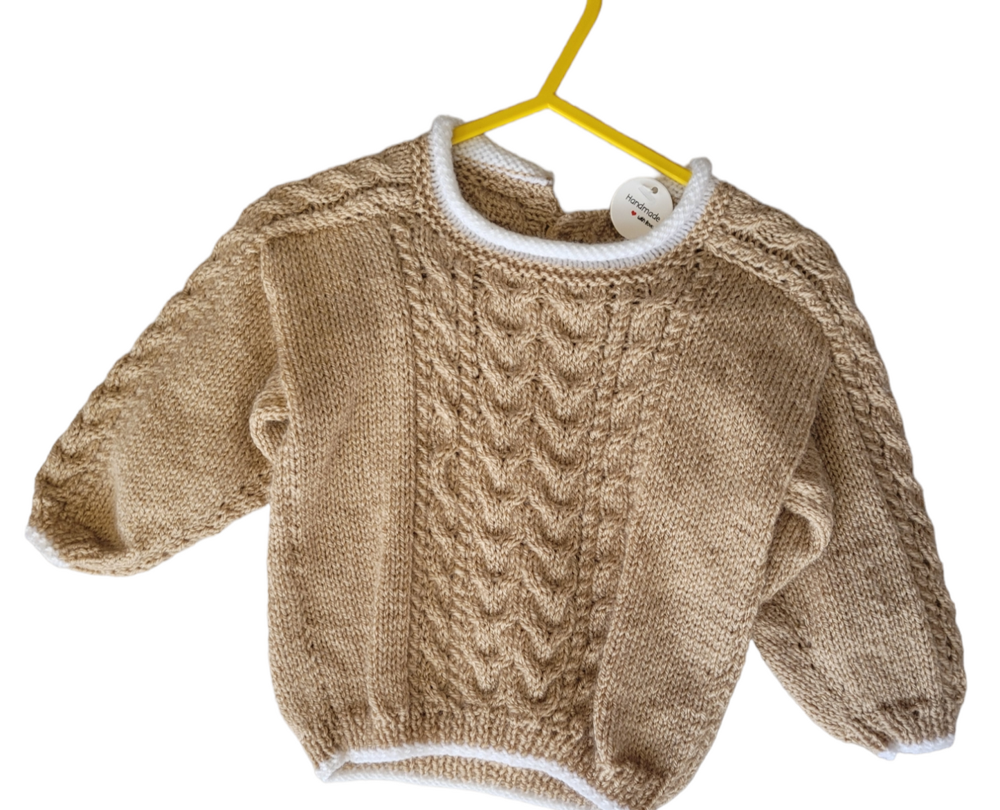 Handknitted boys brown jumper 6-12 months