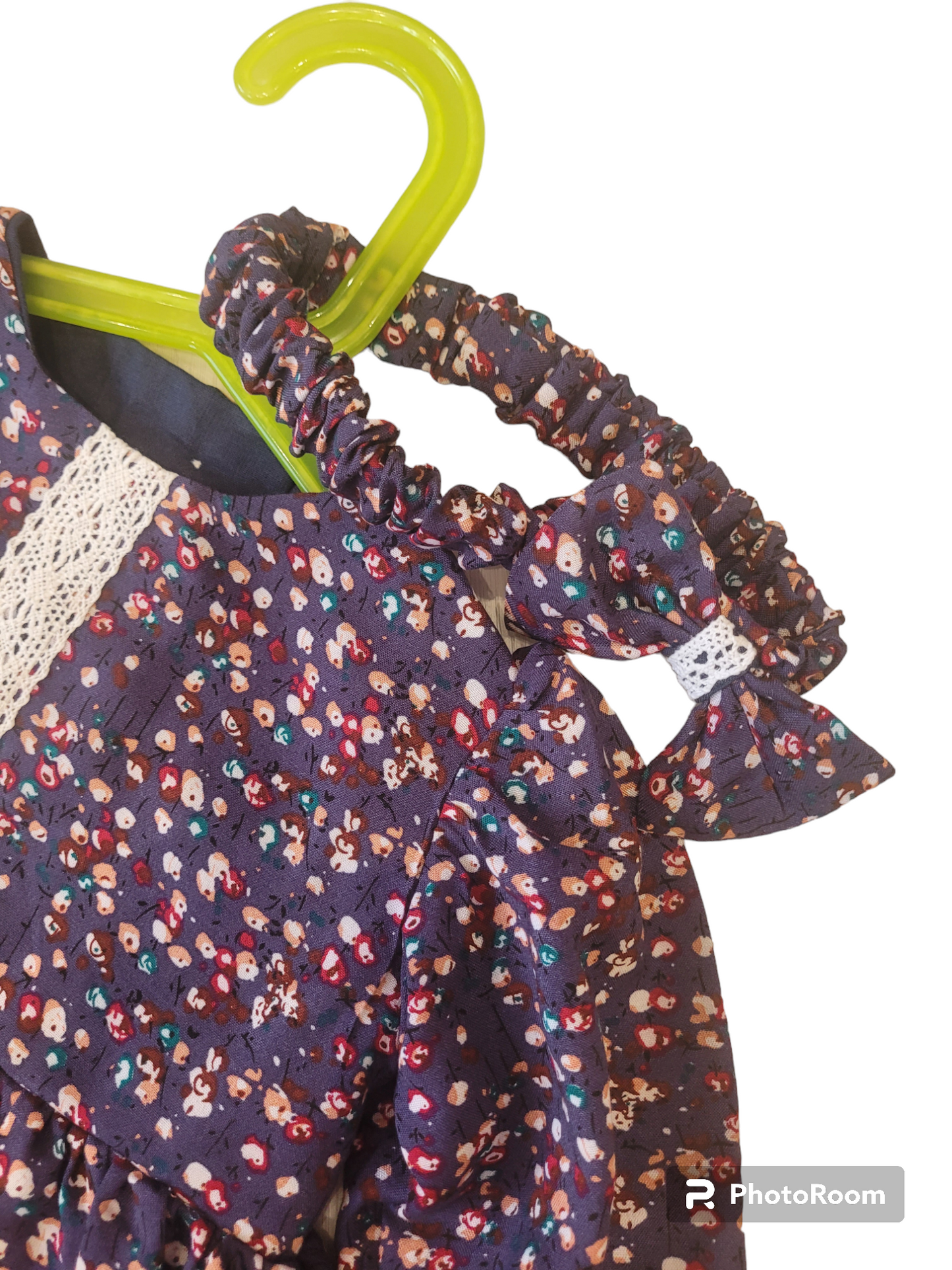 Bespoke girls navy dress with matching headband Handmade.By.MeggyFifee