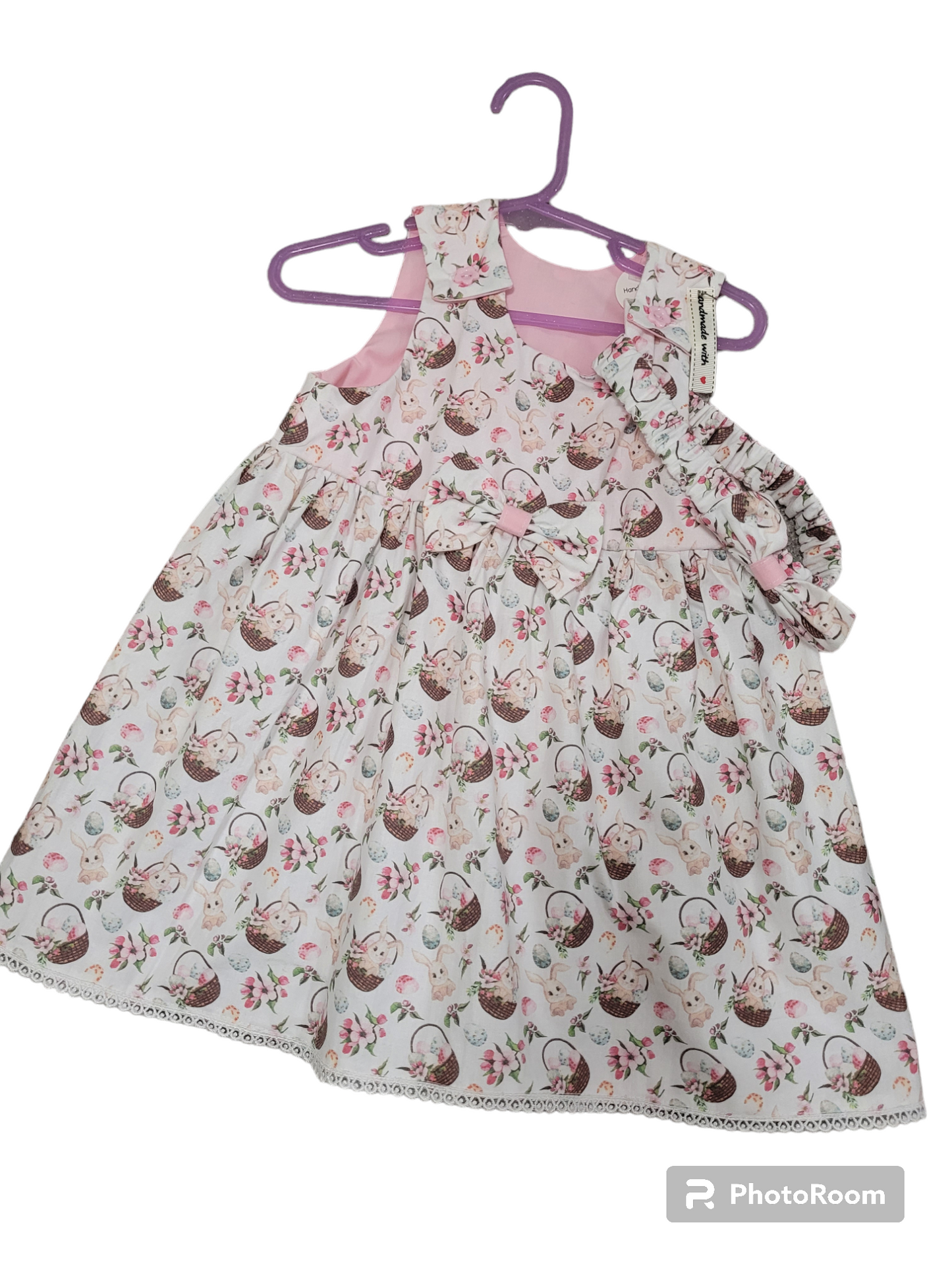 Baby girls Easter bunny dress with matching headband 12-18months handmade.by.meggyfifee