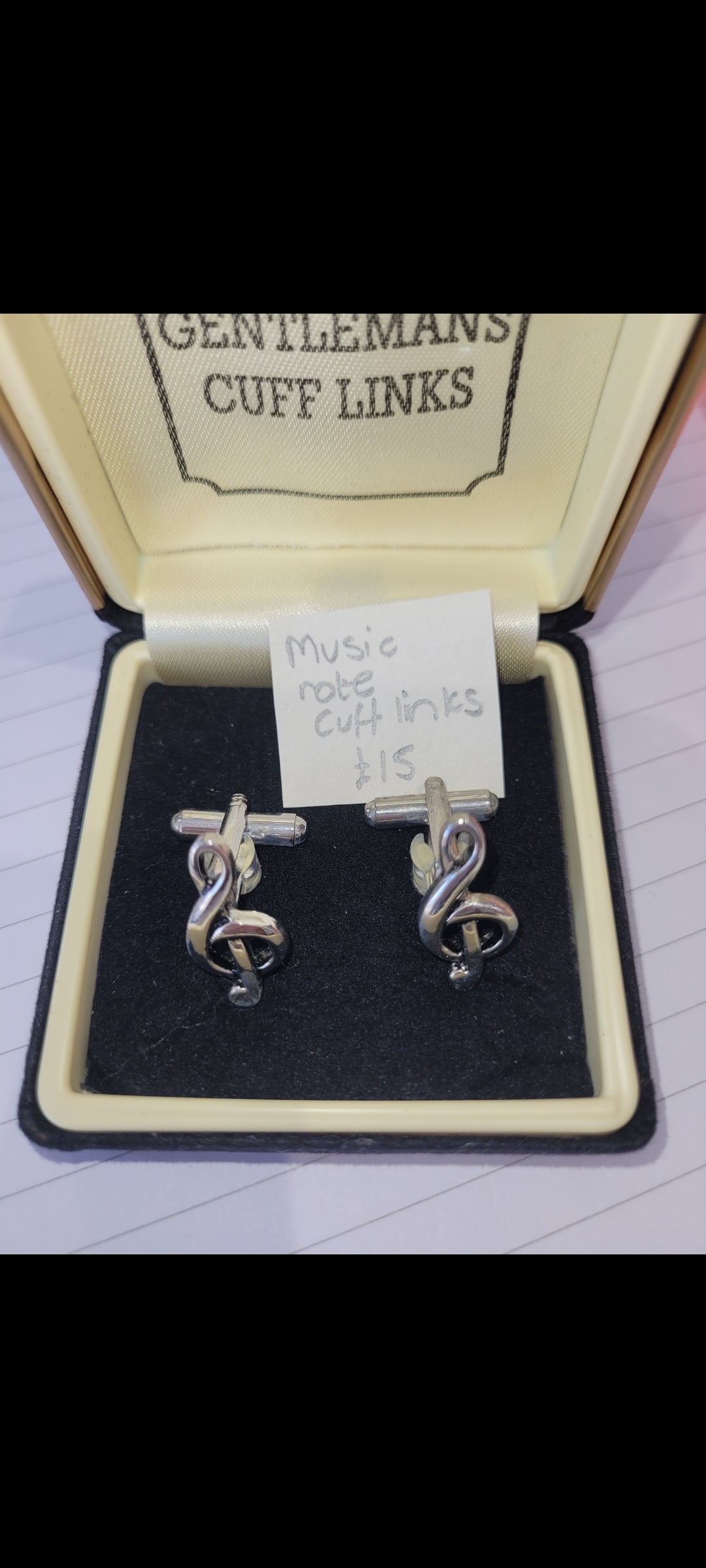 Music note cuff links one off concession silver