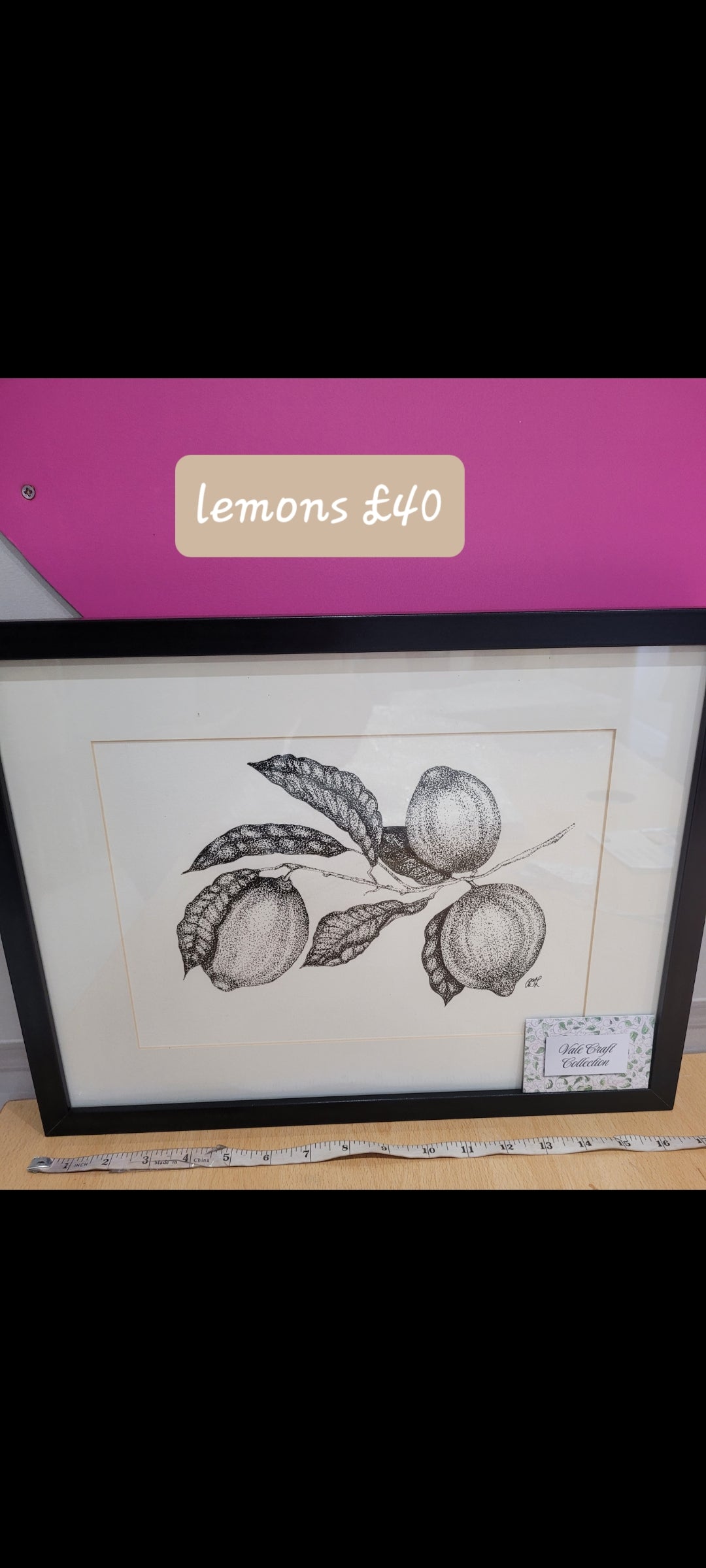 Lemons ink picture handdrawn by Vale craft collection