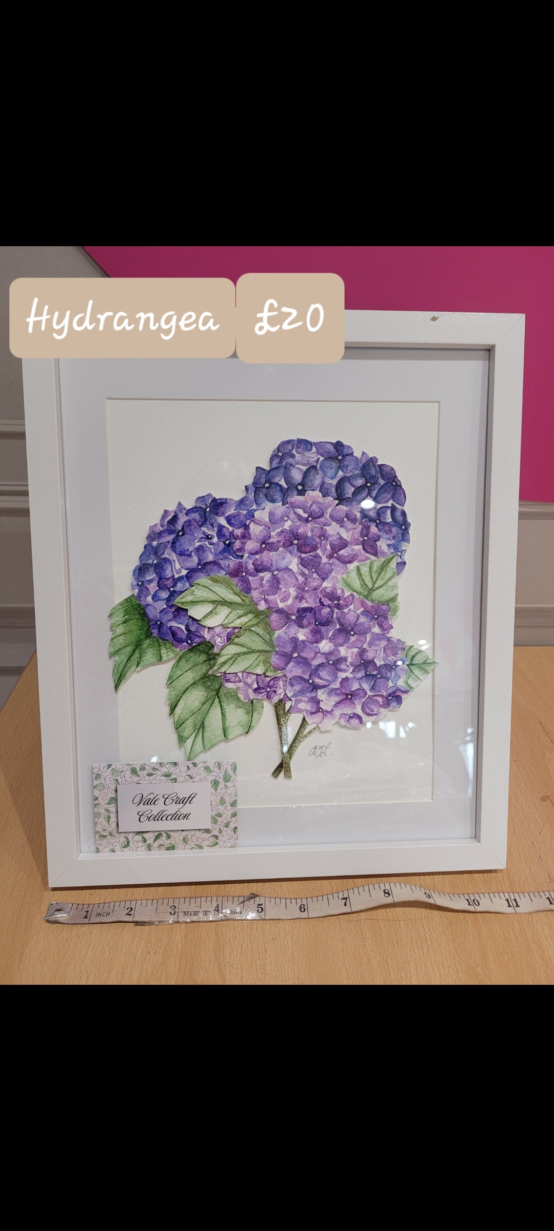 Hand painted hydrangea picture by Vale craft collection