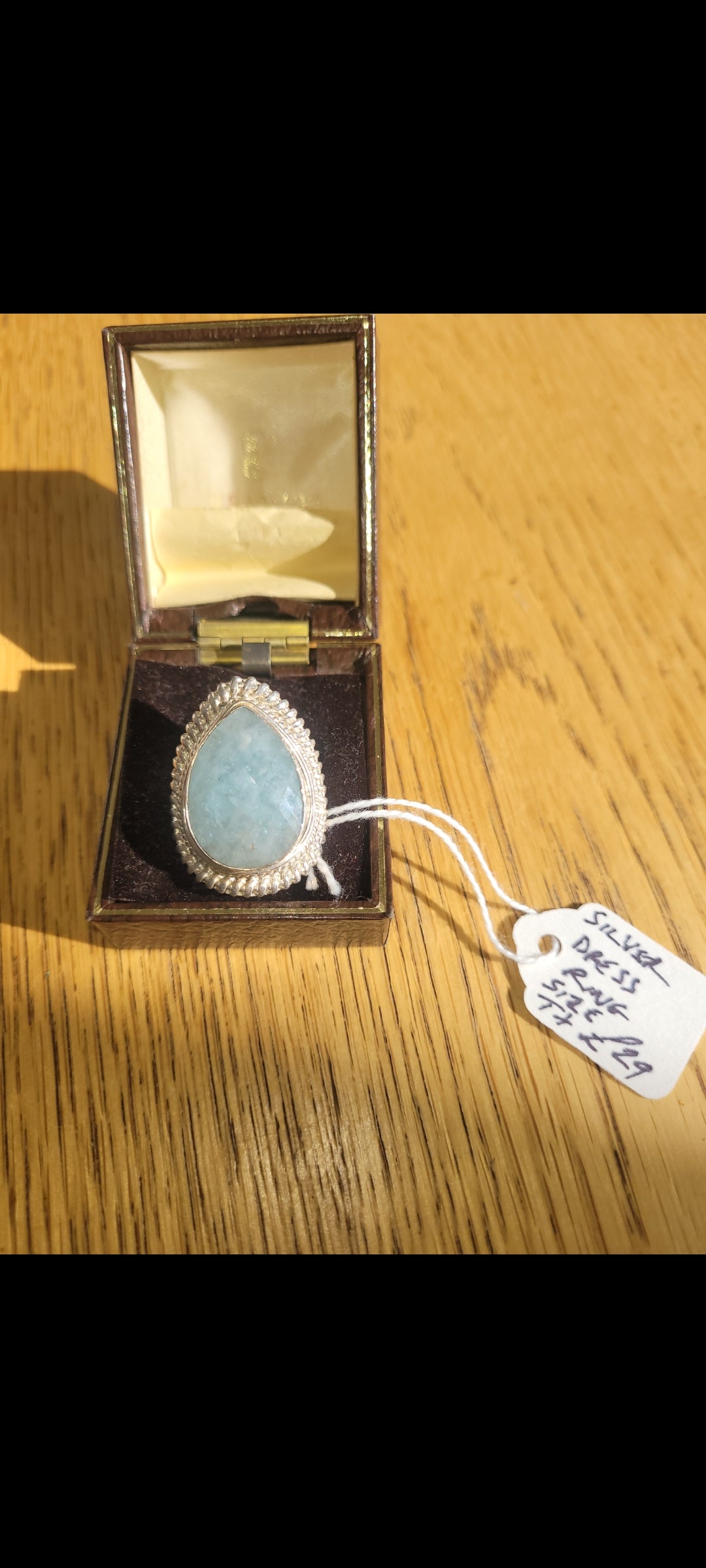 Silver dress ring size T+ tear drop design