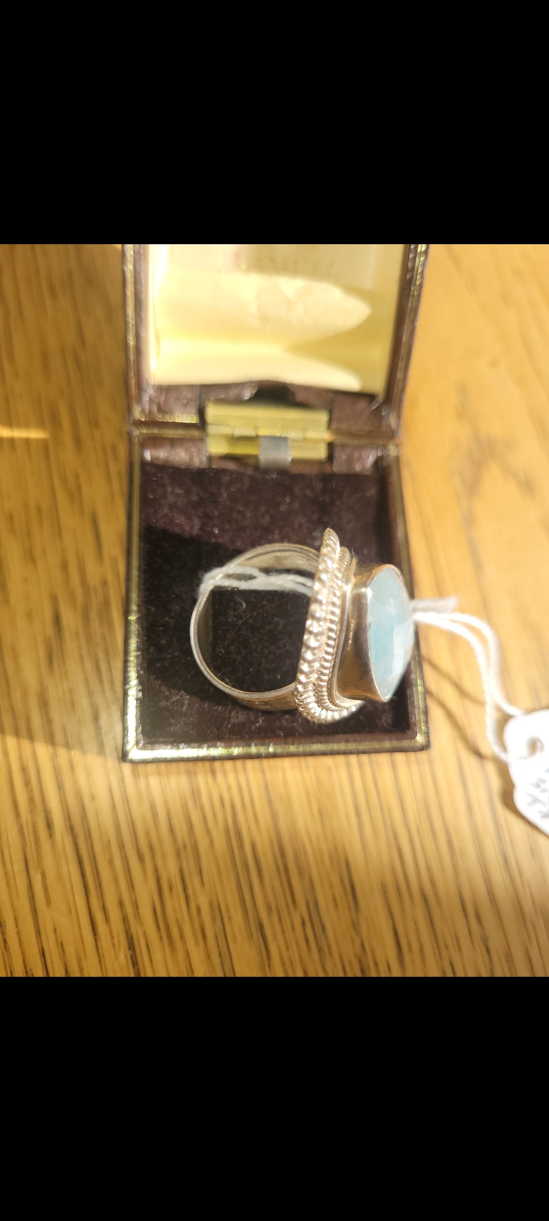 Silver dress ring size T+ tear drop design