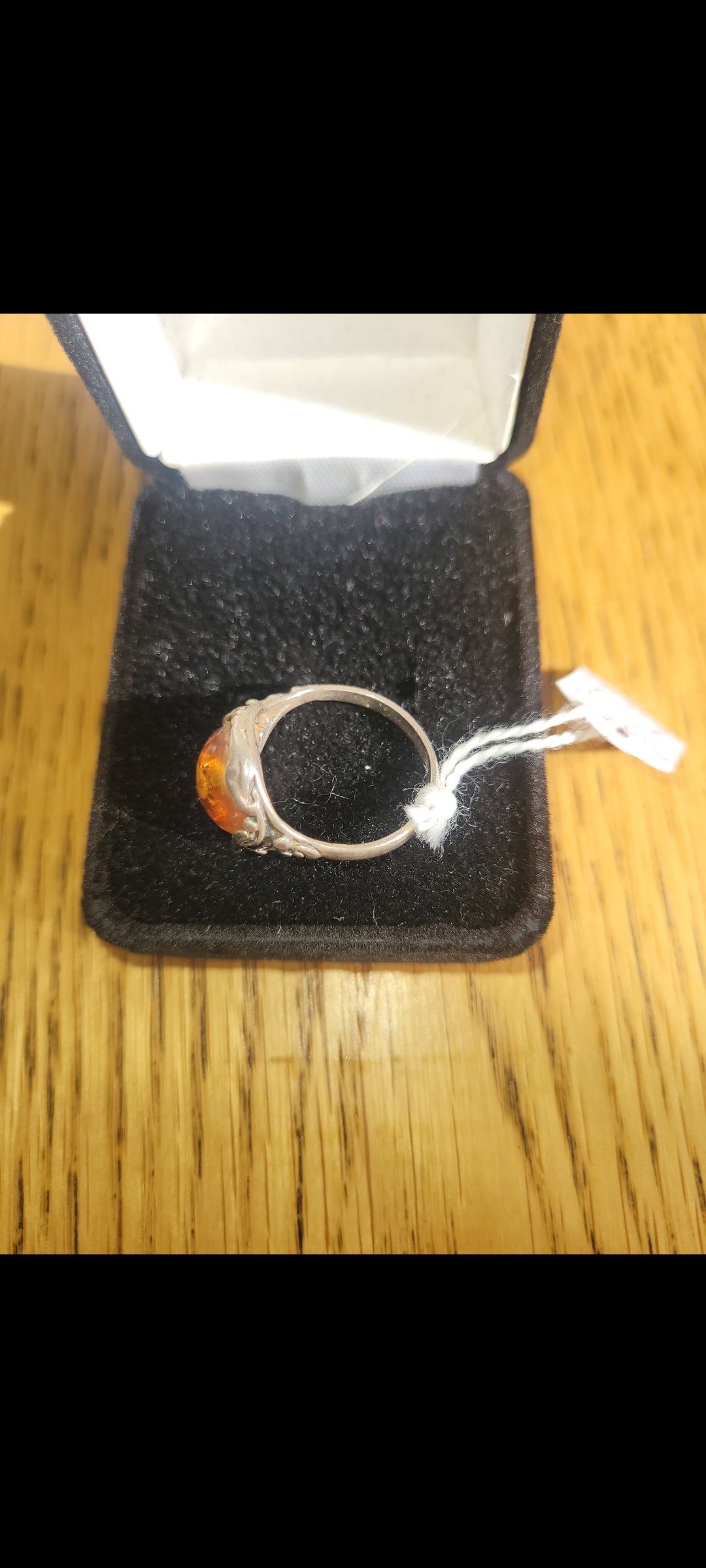Real Amber silver ring size M