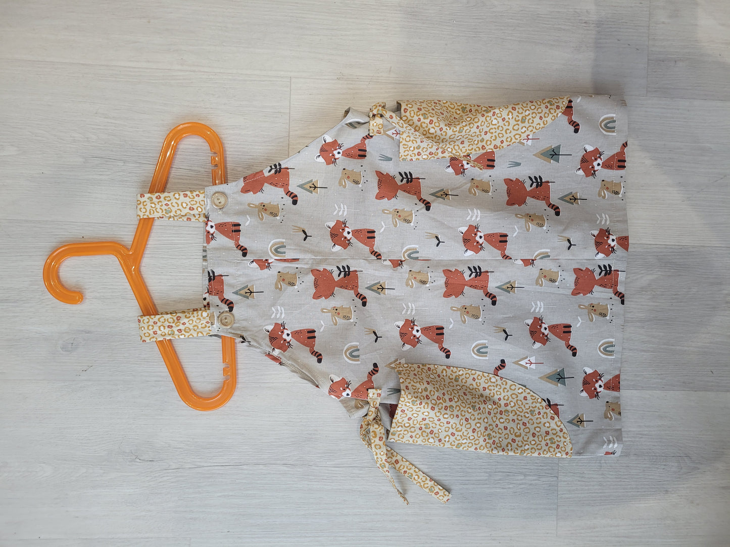 Handmade girls pinifore fox dress age 3-4: