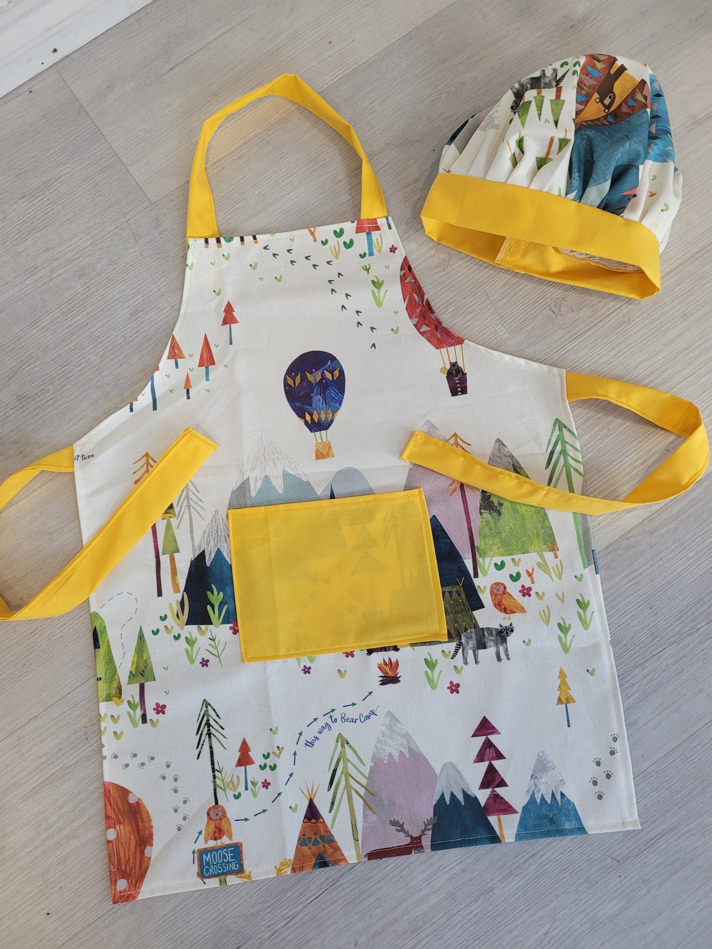 New childrens bear hunt apron and hat chef set