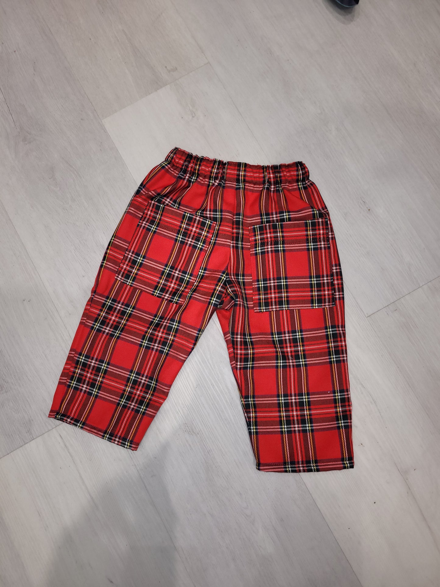 Boys bespoke red tartan trousers handmade.by.meggyfifee