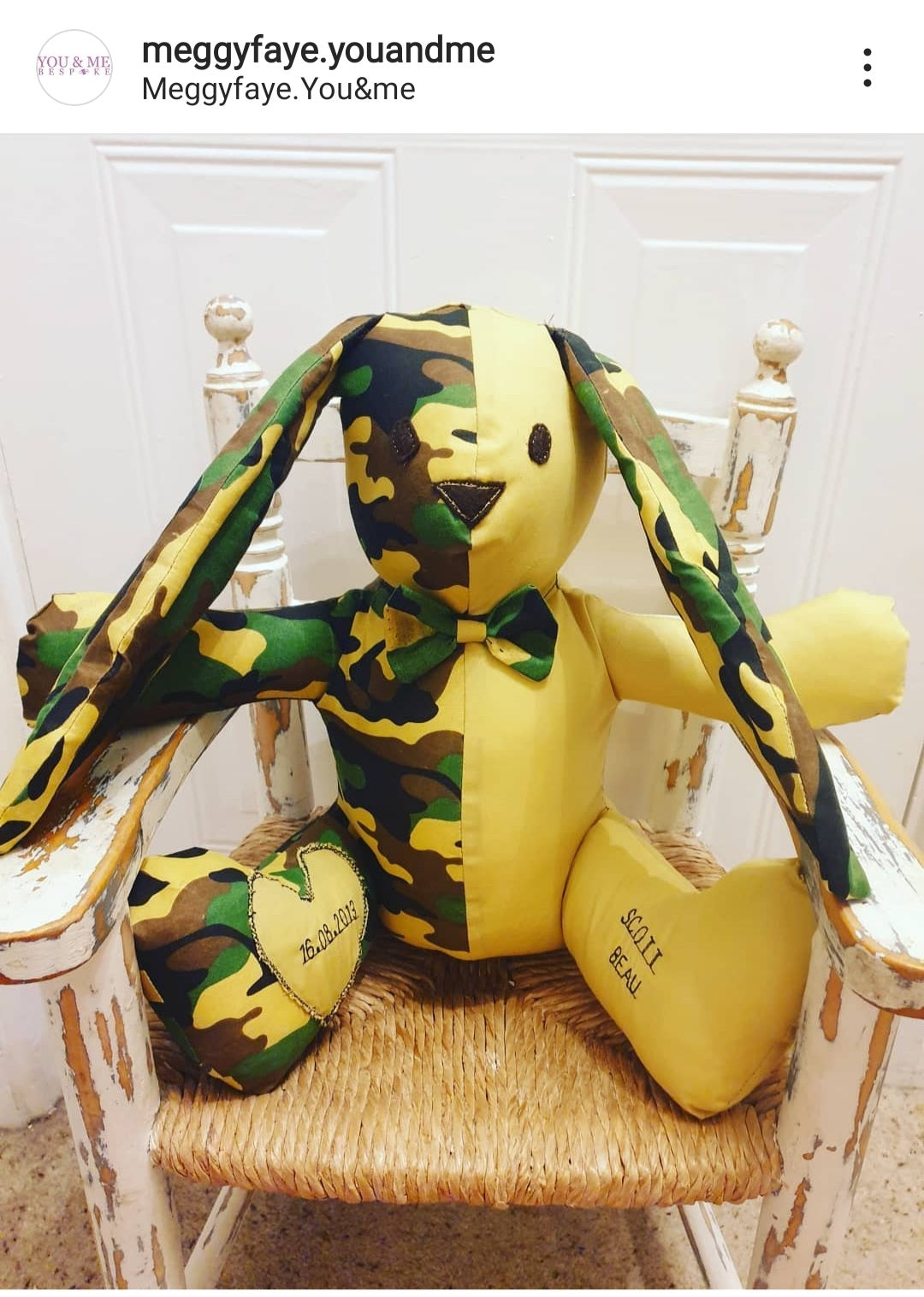 Childs birth keepsake bunny with name and D.o.b By.Meggy-Fifee