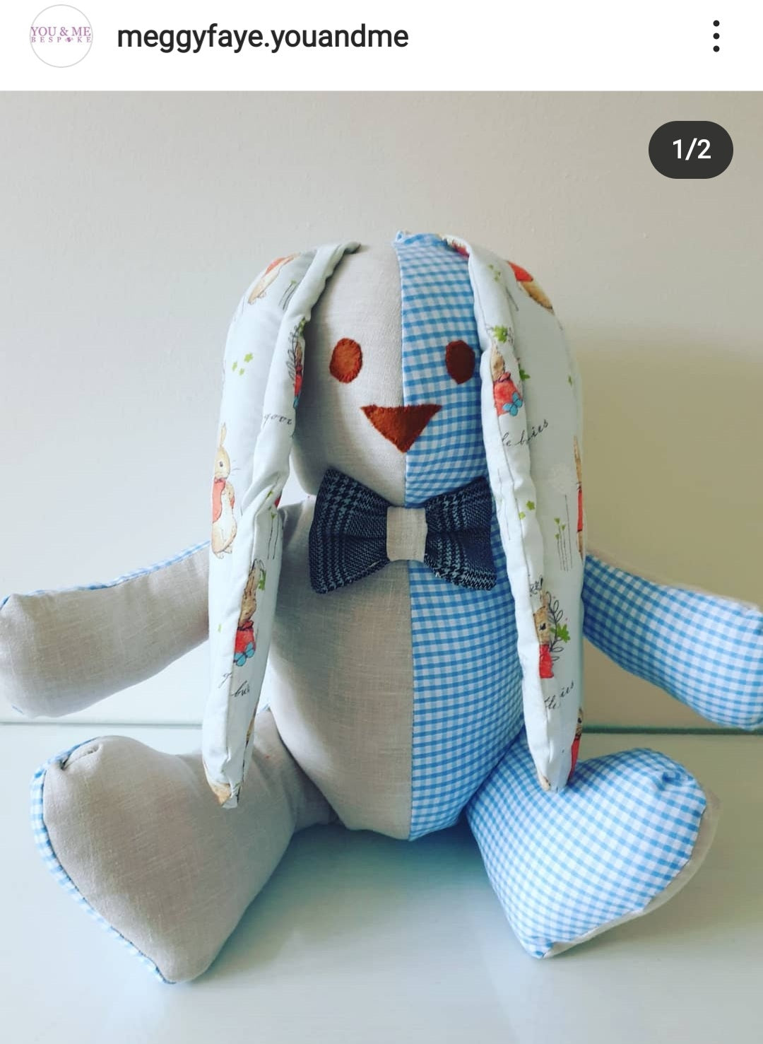 Childs birth keepsake bunny with name and D.o.b By.Meggy-Fifee