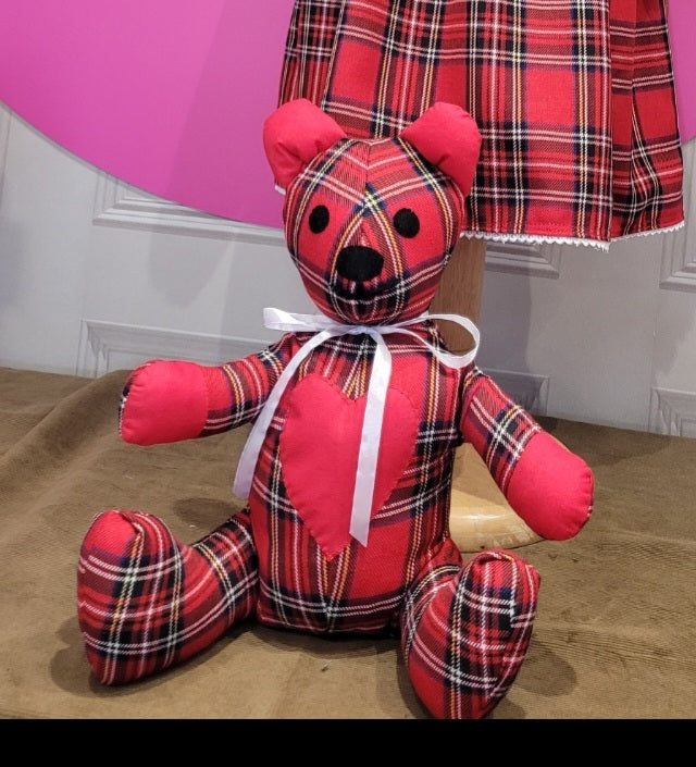 Christmas red tartan dress with heart handmade.by.meggyfifee
