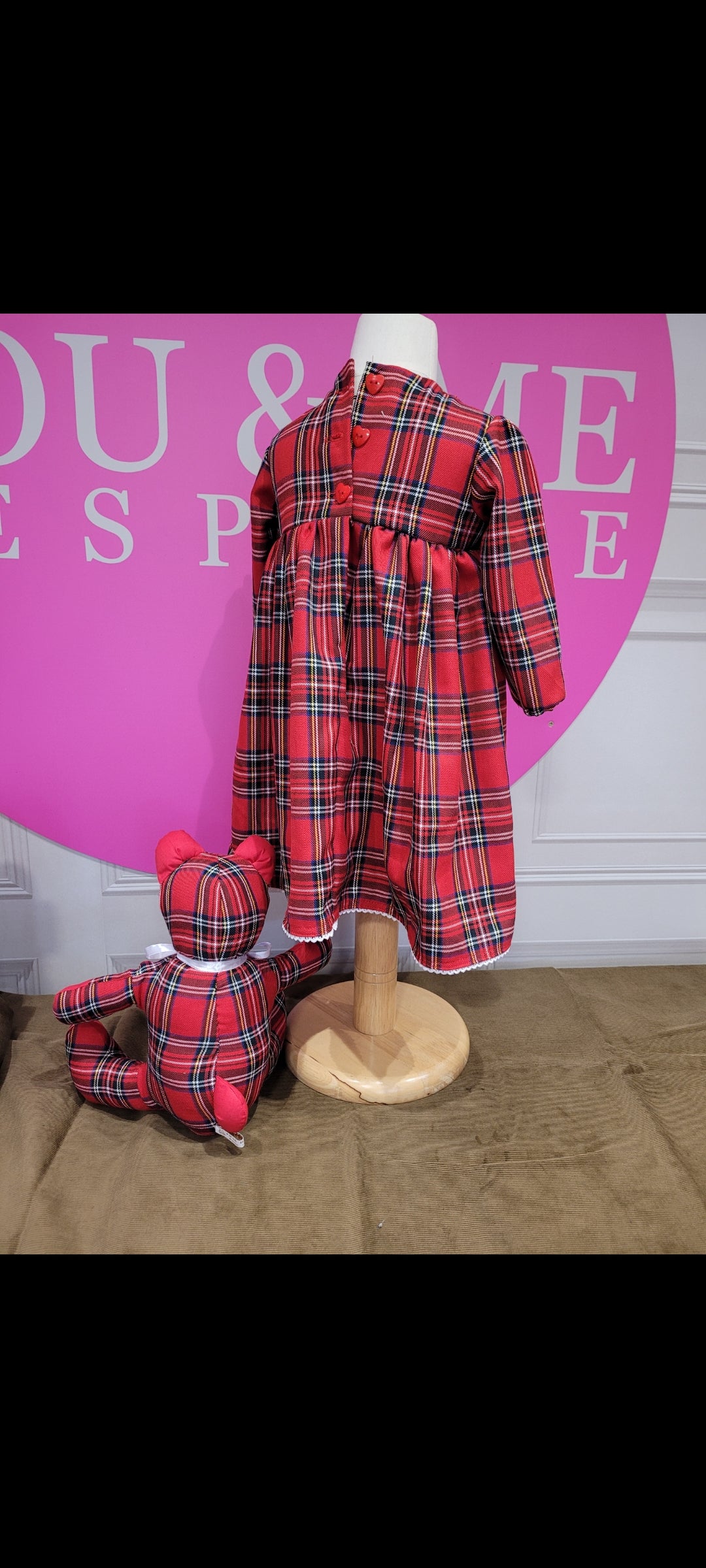 Christmas red tartan dress with heart handmade.by.meggyfifee