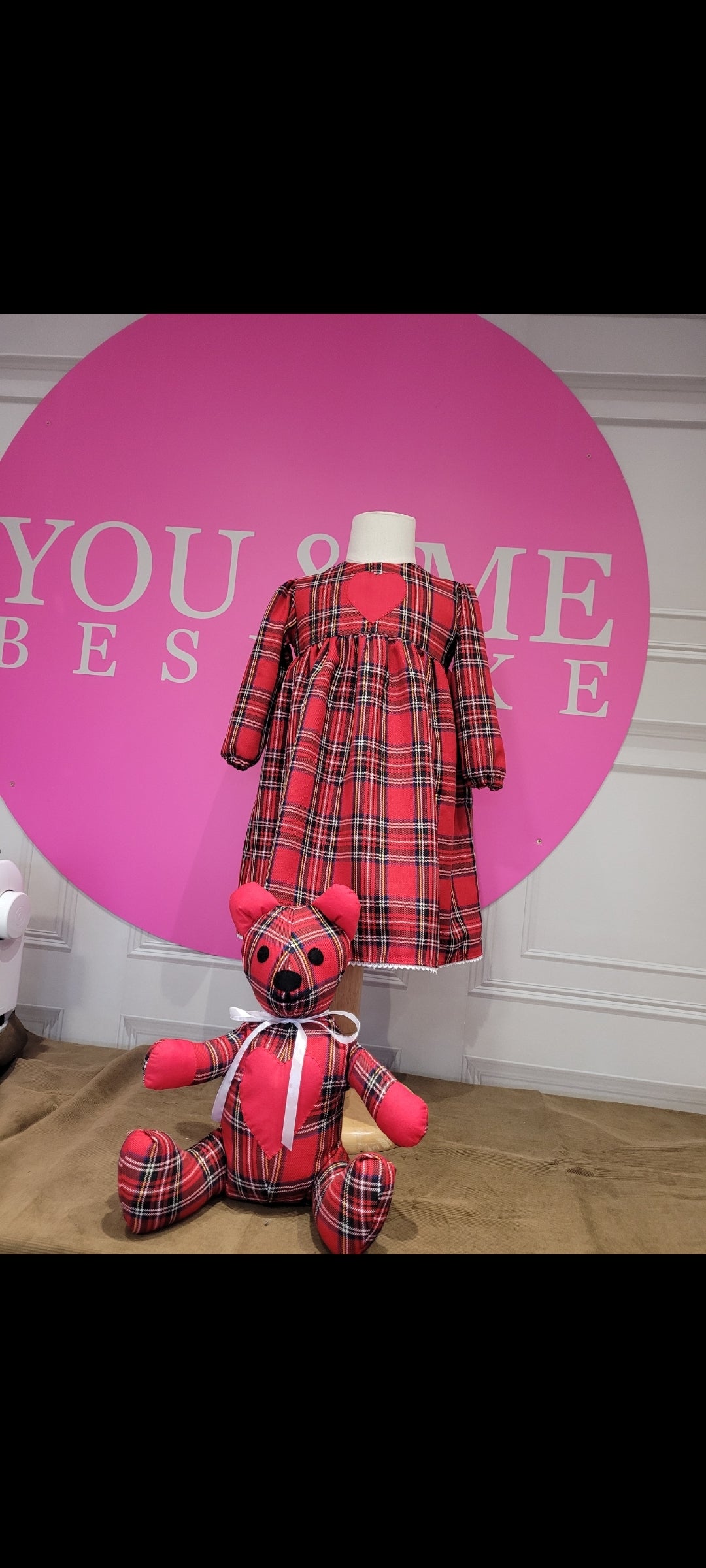 Christmas red tartan dress with heart handmade.by.meggyfifee