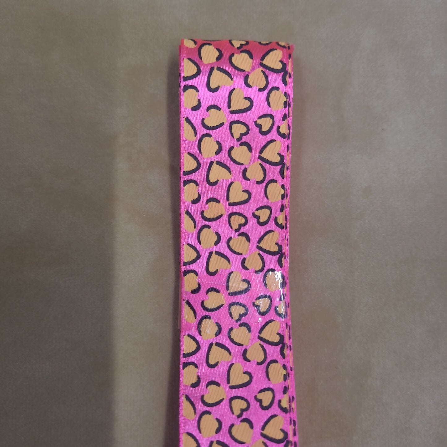 Pink heart ribbon 3cm wide by the metre