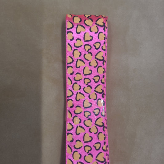 Pink heart ribbon 3cm wide by the metre