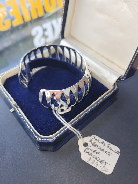 Solid silver abstract cuff bracelet gift