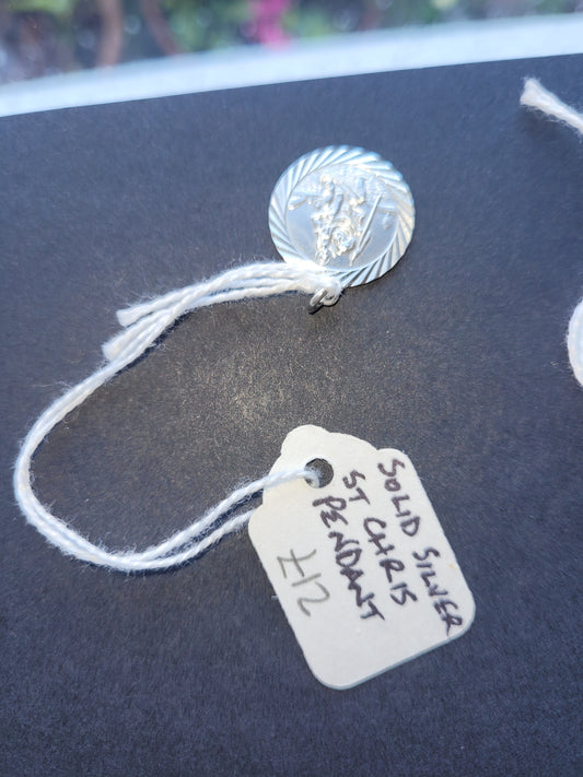 Solid silver strand Christopher pendant gift