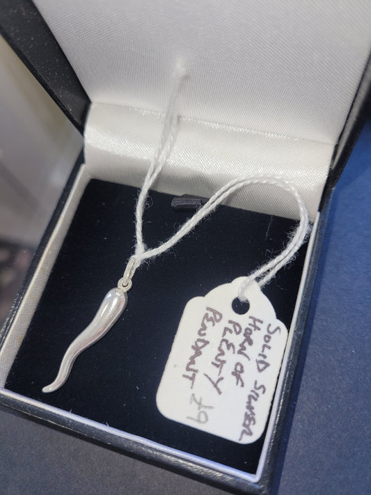 Solid silver horn of plenty pendant gift