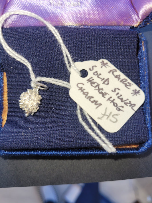 Rare solid silver hedgehog charm gift