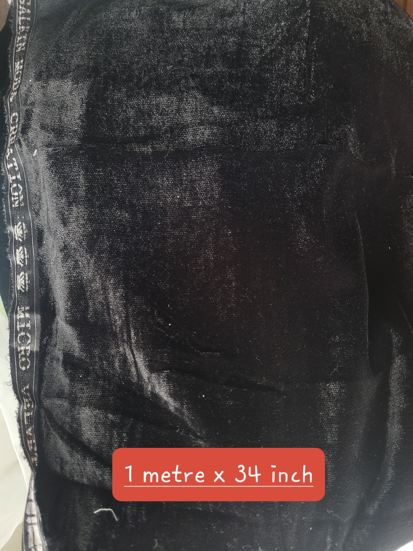 Micro velvet black 1 metre x 34 inch piece