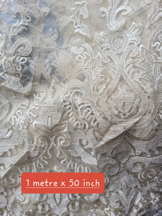 Lace panel trim ivory gold 1 metre x 50 inch