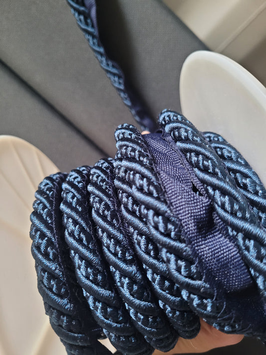 Piping cord rope flanged insert  for upholstery or cushions navy blue by the metre