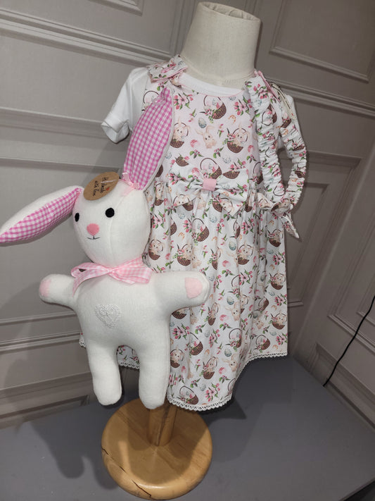 Baby girls Easter bunny dress with matching headband 12-18months handmade.by.meggyfifee