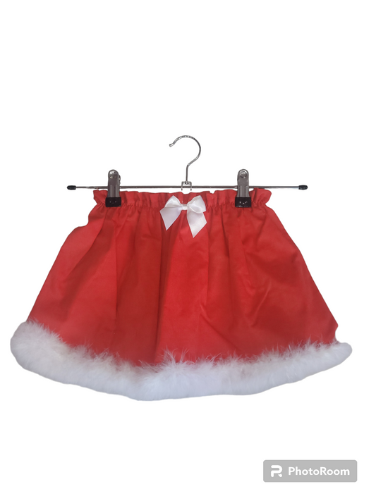 Party girls skirt red with feather trim Handmade.By.MeggyFifee