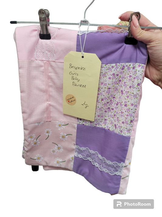 Patch work Pram fleece & cotton blanket