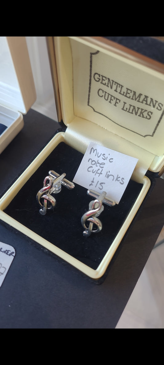 Music note cuff links one off concession silver