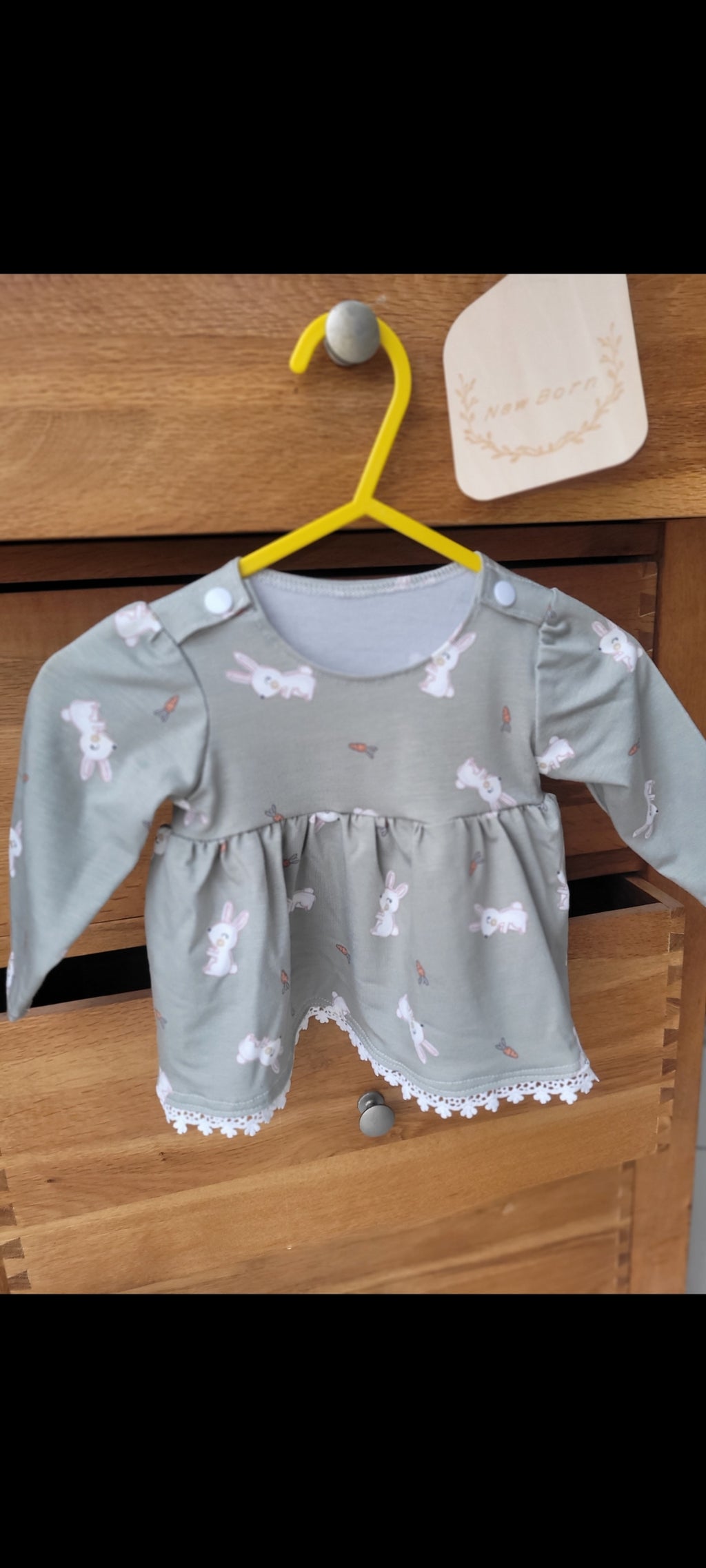Handmade spring baby tunic bunny print