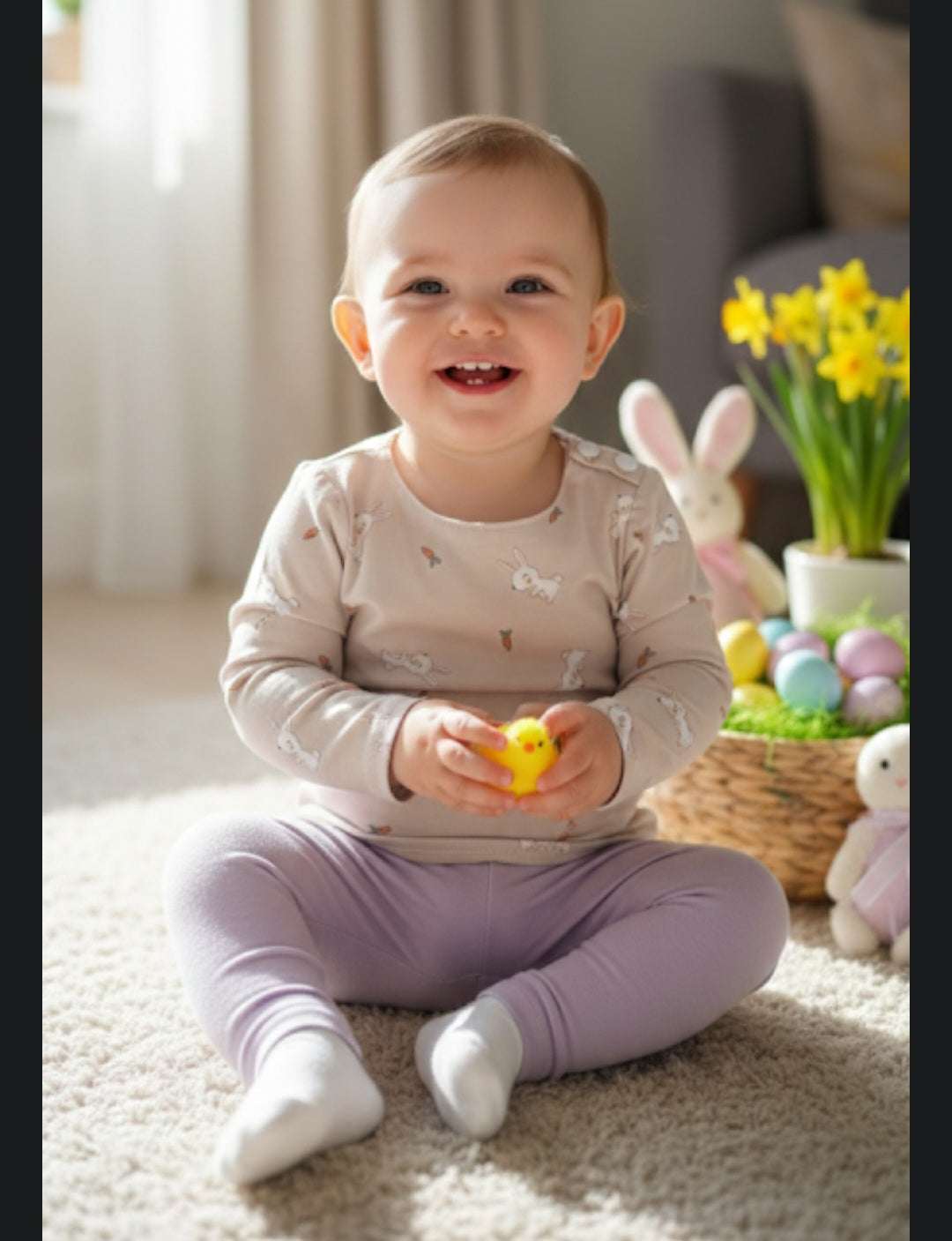 Handmade long sleeve baby top "Little bunny"