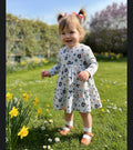 Long Sleeve grey floral spring dress