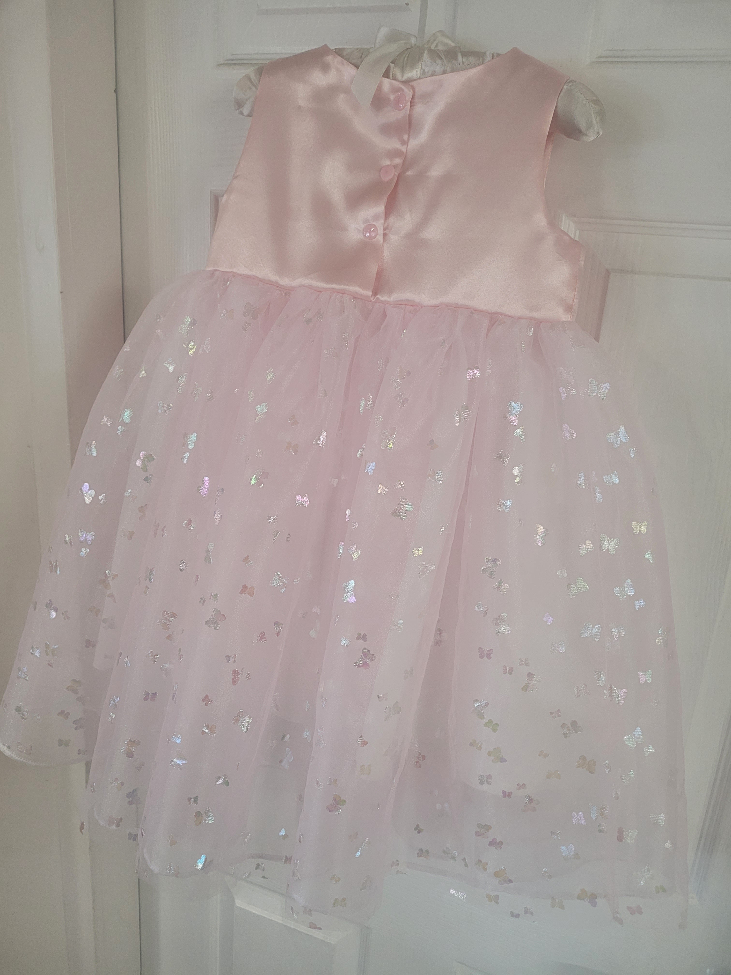✨ Extreme Tutu Bow girls Party Dress with Silver butterfly (Pink)