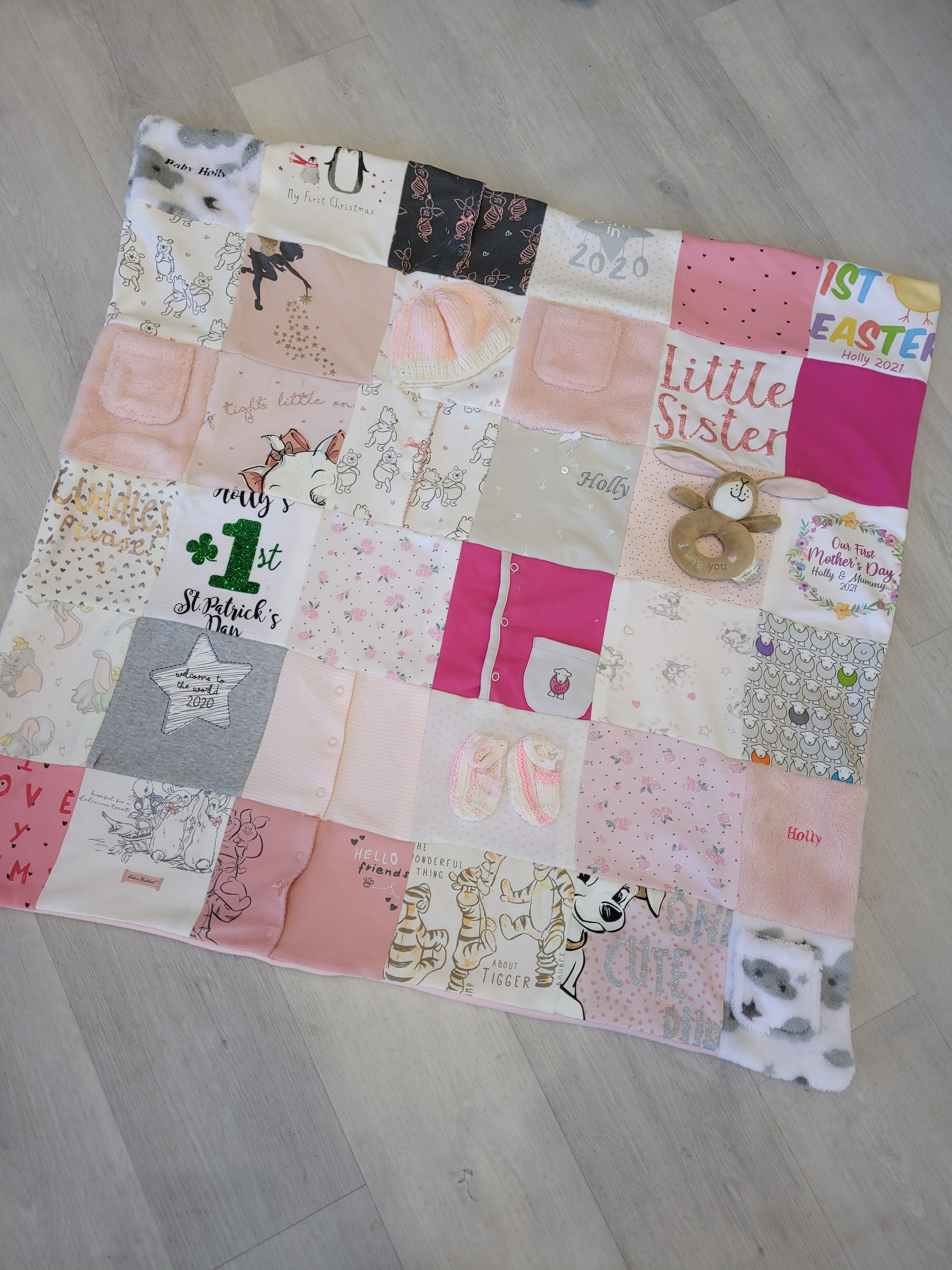 Baby clothing memory keepsake blanket square Handmade.by.Meggyfifee