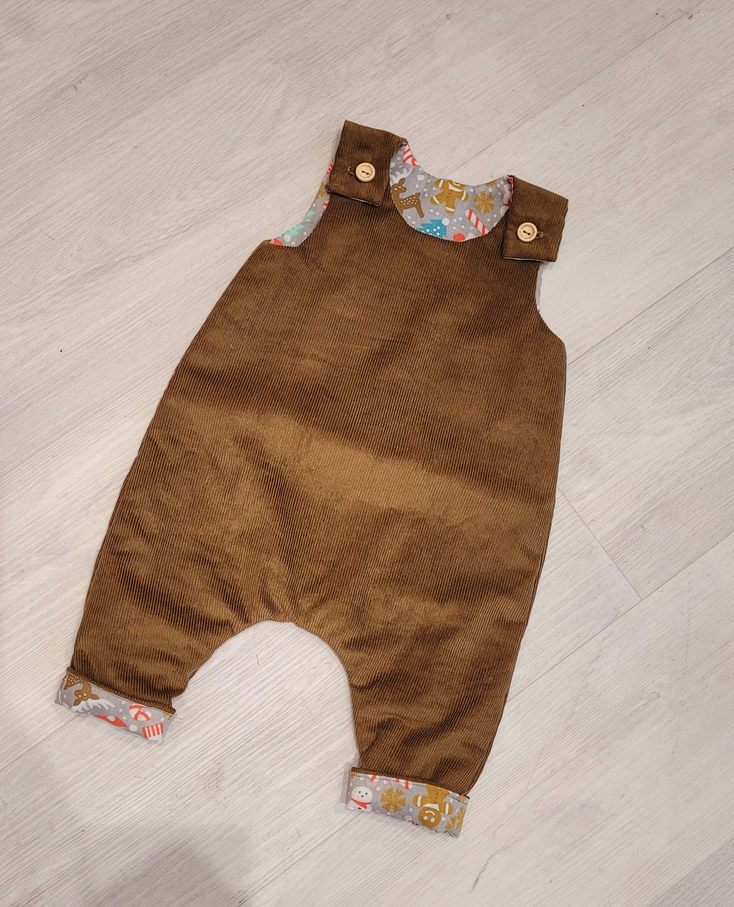 Christmas boys dungrees reversible in print and cord handmade.by.meggyfifee