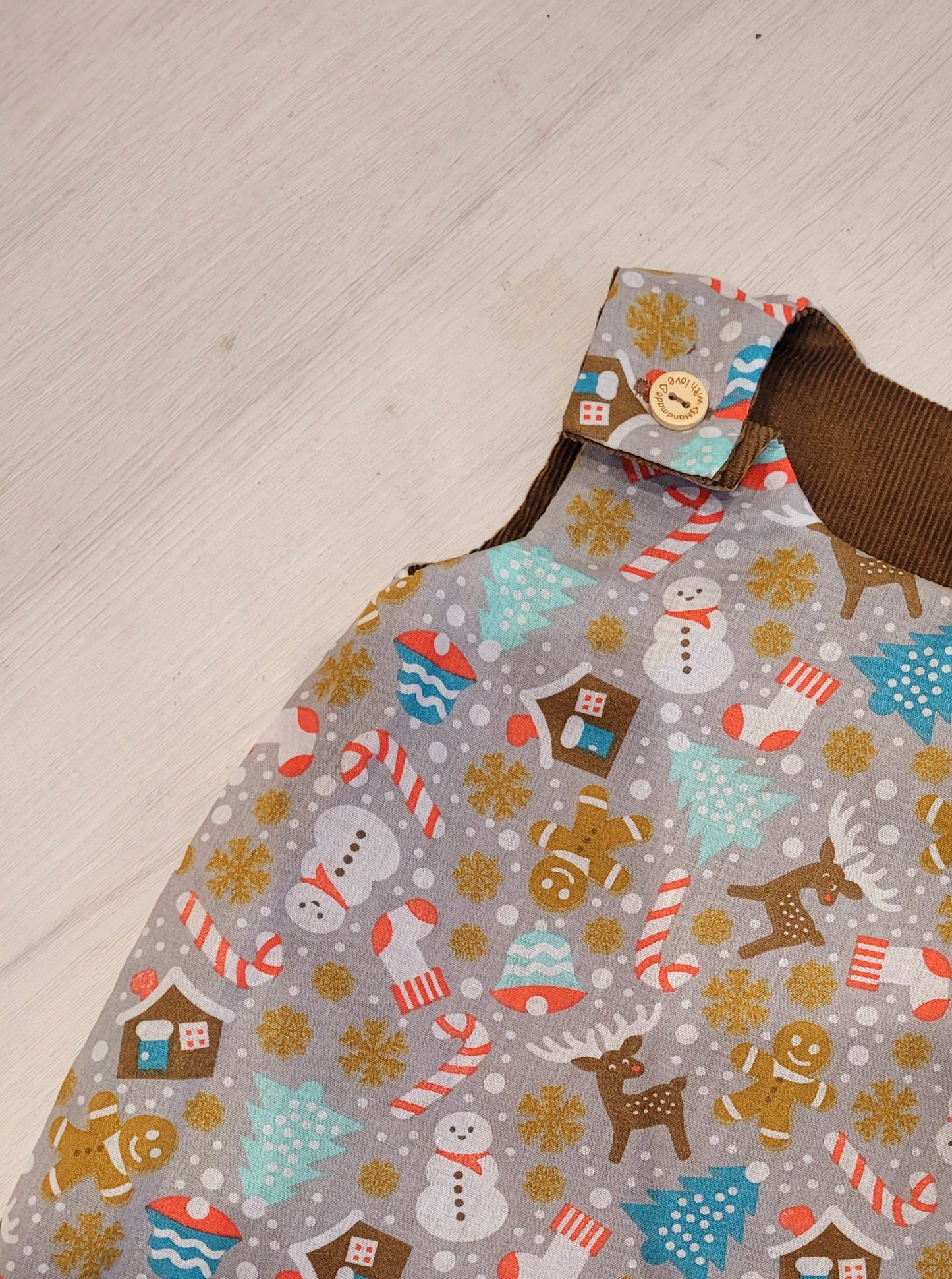 Christmas boys dungrees reversible in print and cord handmade.by.meggyfifee