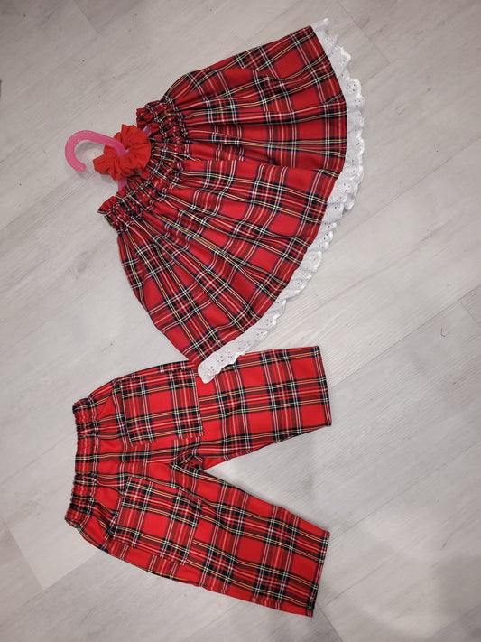 Bespoke girls red tartan skirt handmade.by.meggyfifee