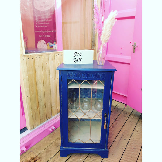 Bespoke navy blue Gin Bar Drinks Cabinet Handpainted.by.MeggyFifee