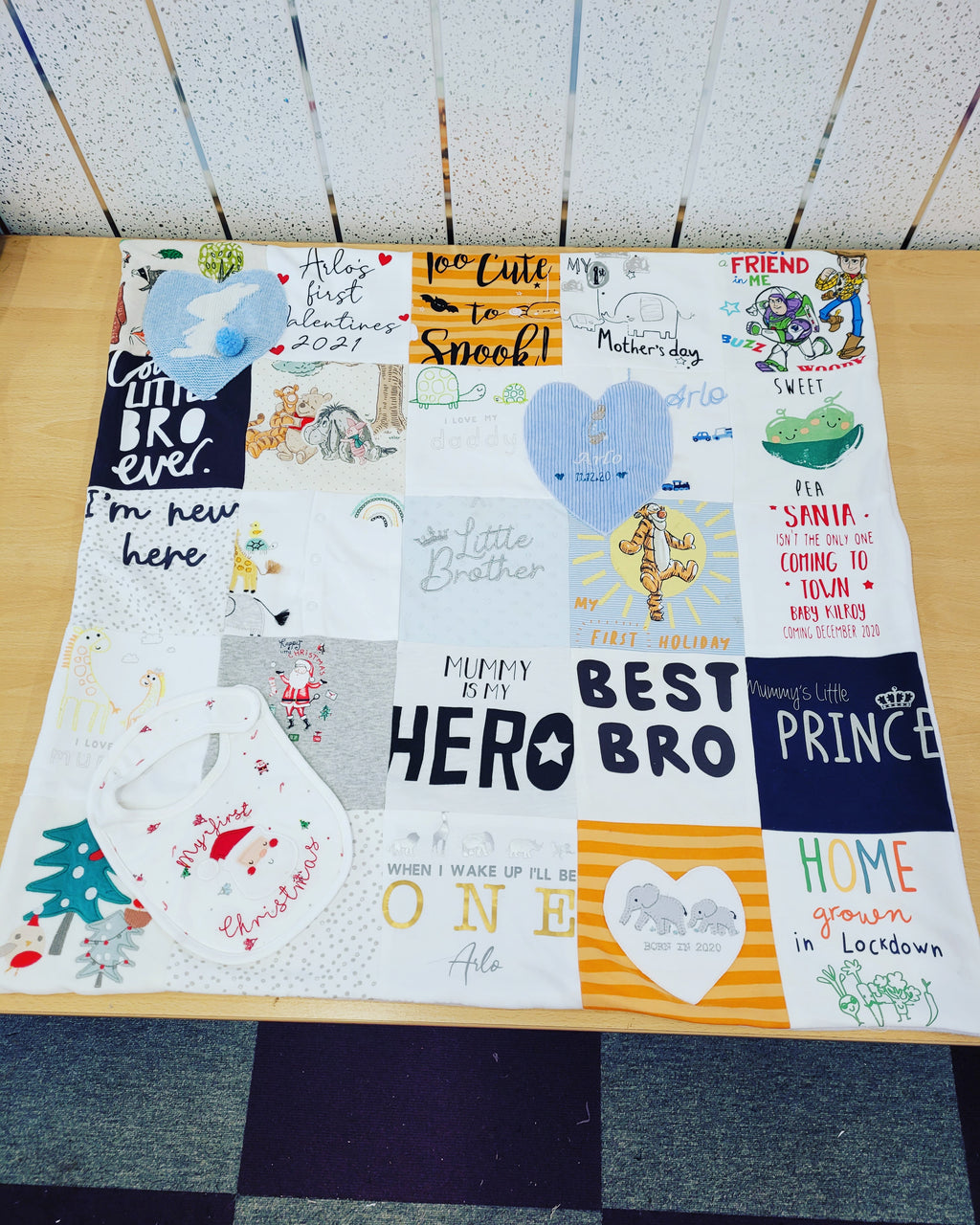 Baby clothing memory keepsake blanket square Handmade.by.Meggyfifee