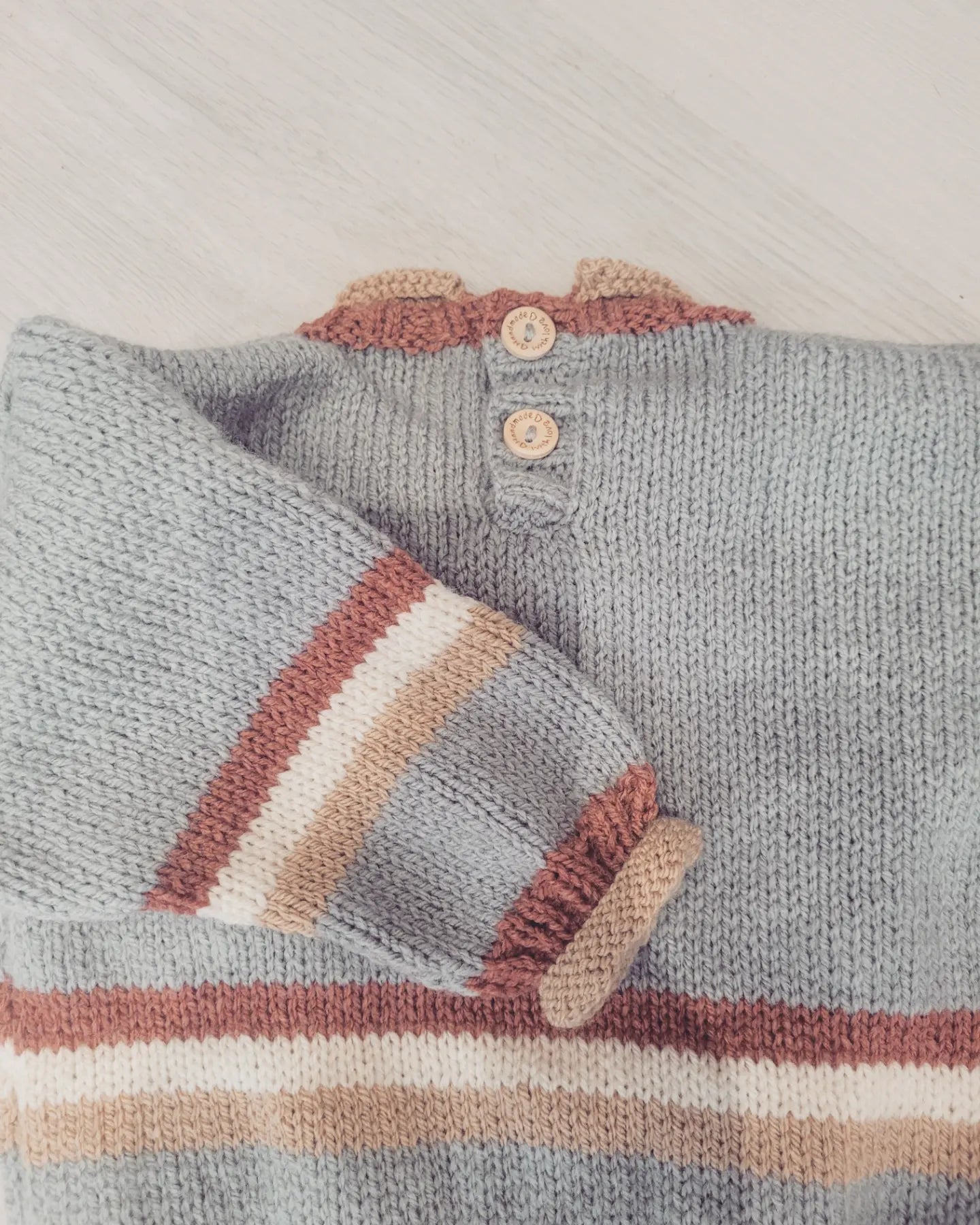 Baby knitted jumpers strip button back handmade.by.meggyfifee
