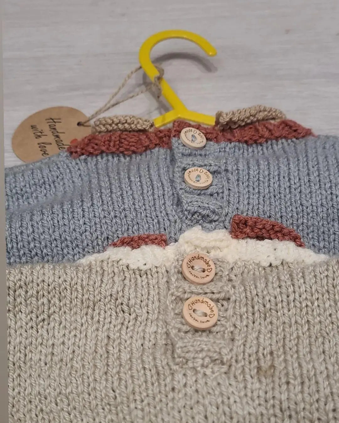 Baby knitted jumpers strip button back handmade.by.meggyfifee